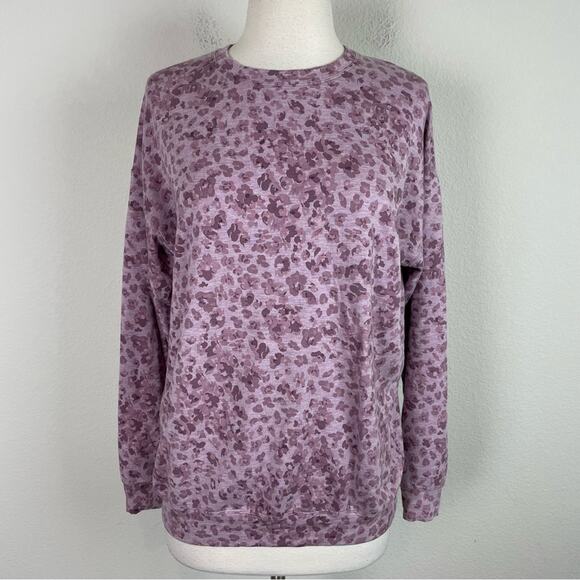 Athleta Purple Floral Stretch Knit Crewneck Sweatshirt XS - Picture 1 of 7